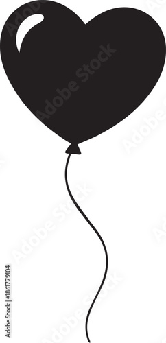 Black heart balloon floating