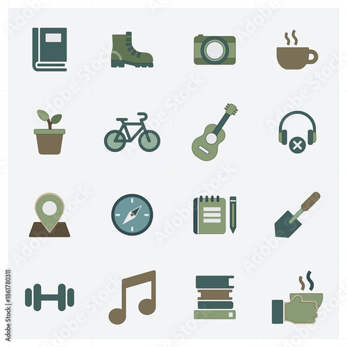 Lifestyle icons set colorized