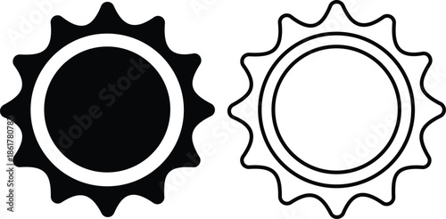 Sun icon set in flat and line style, solar symbol silhouette and outline collection featuring sunshine, sunrise and weather elements, bright minimal vector illustration group