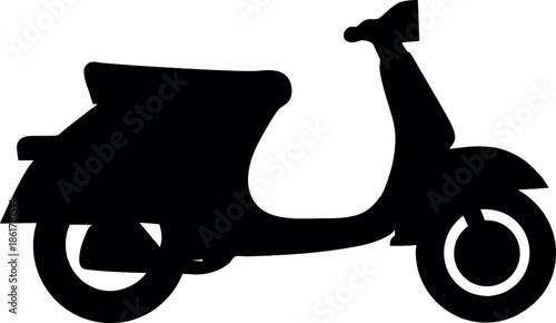 The distinctive silhouette of a beloved vintage scooter is prominently displayed, capturing the essence of classic European design.