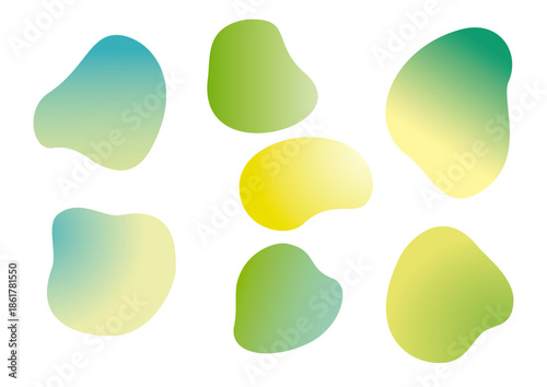  丸い曲線フォルムのグラデーションフレームセット、グリーン、イエロー