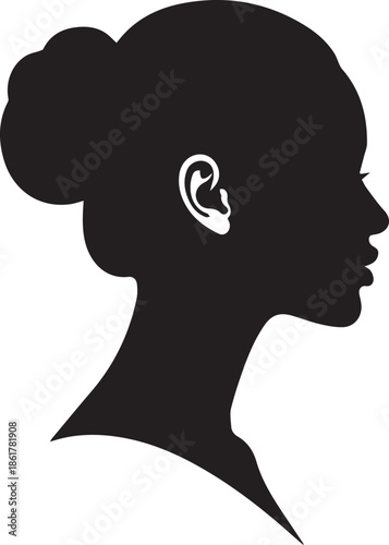 Elegant silhouette profile of a woman with hair in a bun