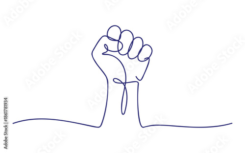 Continuous line drawing of a clenched fist