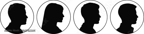 Profile avatar silhouette icons, male and female user head portraits, people face side view, social media profile picture vector illustration design