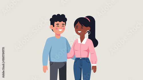 Diverse couple standing together smiling