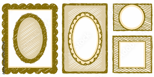 A collection of hand drawn frames and borders in a simple sketched style