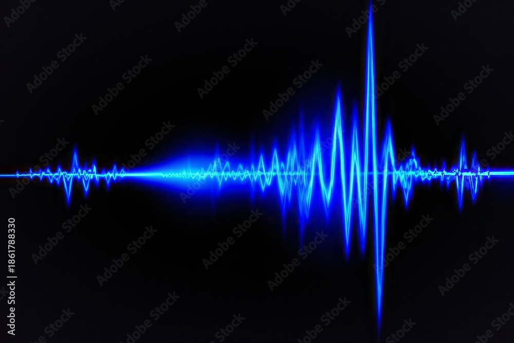 Fototapeta premium Digital sound wave on a black background with lines (1)