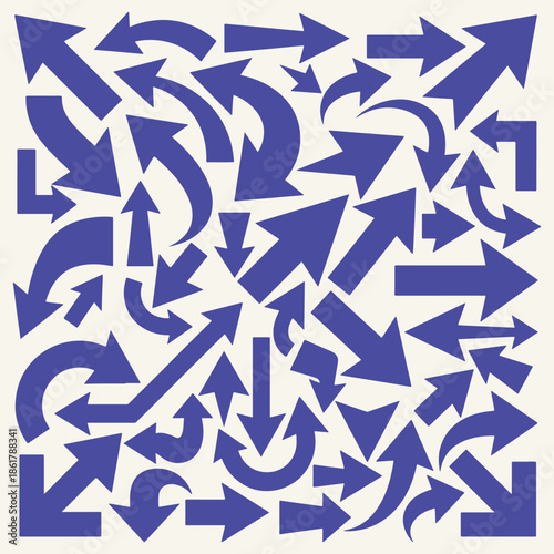 Randomly arranged blue arrows Vector, Abstract Navigation Symbol Vector Set