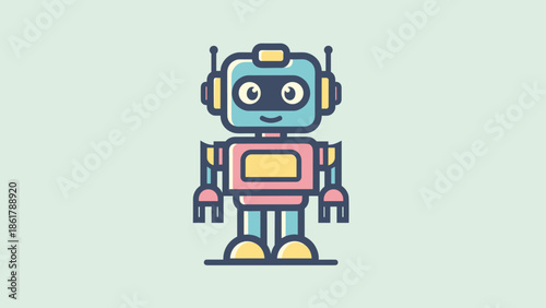 Cute cartoon robot character illustration.