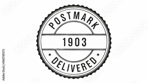 Vintage Postmark Stamp 1903 Delivered Graphic Element.
