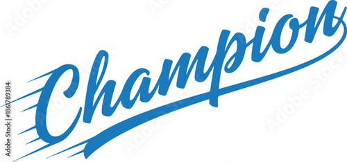 Dynamic Blue Champion Text Graphic