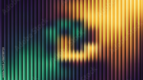 Glass ripple texture with dark gradient background and lilac light streaks. Futuristic distortion, moody abstract glow, reeded vertical blur. Vector illustration EPS