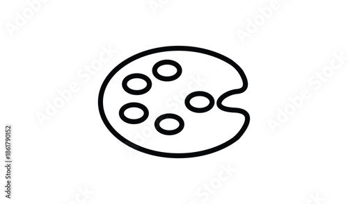 Minimalist Line Art Illustration of an Artist's Paint Palette Icon for Creative Arts and Design Projects