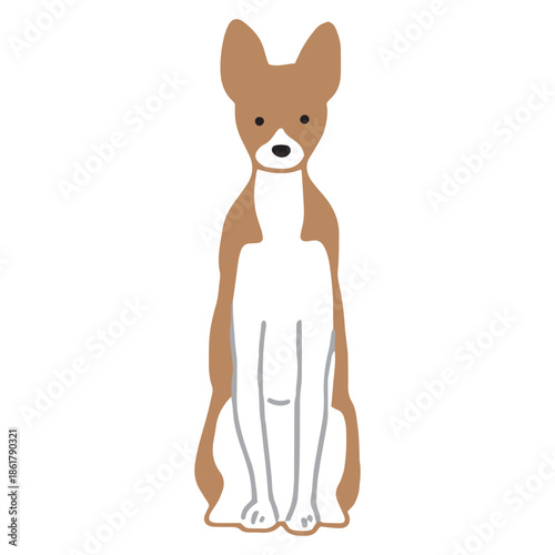 犬　手書きイラスト　バセンジー