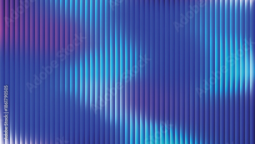 Glass ripple texture with dark gradient background and lilac light streaks. Futuristic distortion, moody abstract glow, reeded vertical blur. Vector illustration EPS