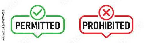 Permitted and Prohibited Icon Concept Check Mark and Cross Sign