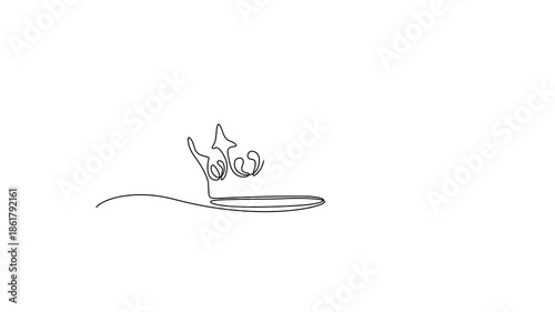 Continuous one-line drawing of royal crown animation