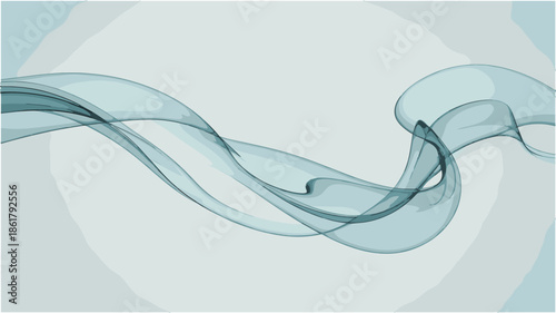 Abstract elegant flowing shape light blue translucent curved ribbon design on pale textured background vector