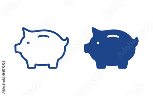 Piggy bank vector icon set symbol of personal finance and investment savings