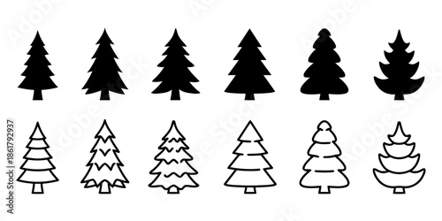 Pine Tree Silhouette Vector Icon