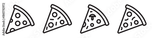 Pizza slices vector illustration in outline style isolated on white