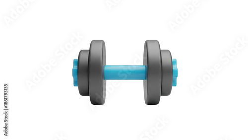 3D Render of a Dumbbell with Gray Weights and Blue Handle