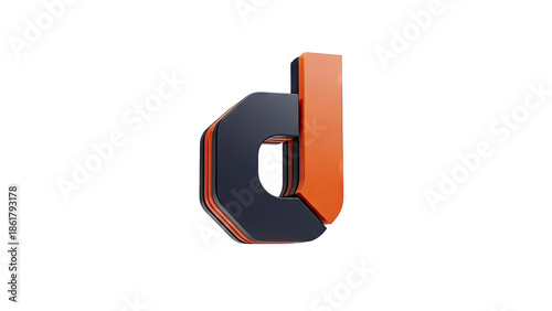 3D Render of a Dark Blue and Orange Letter 'd' with a Sleek Design