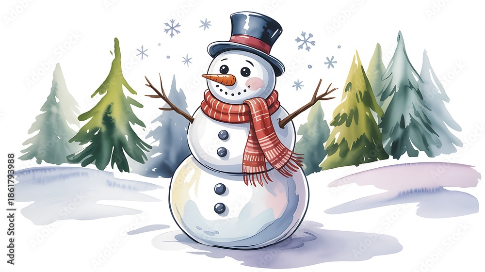 Obraz premium snowman with a gift