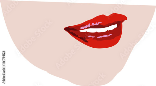 simple vector image of a girl or woman's lips with red lipstick isolated on white