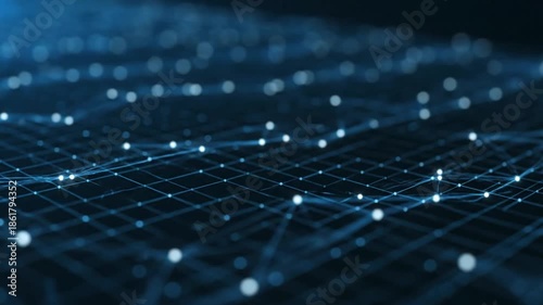Digital Grid Network with Connected Nodes.