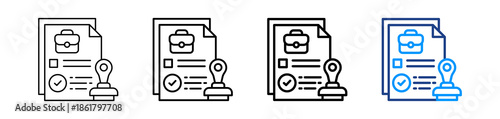 Work Permit Icon Different Style Outline Collection Set.
