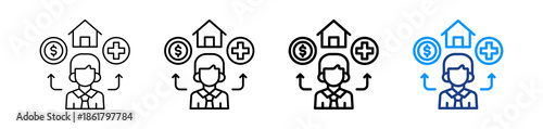 Employee Benefit Icon Different Style Outline Collection Set.