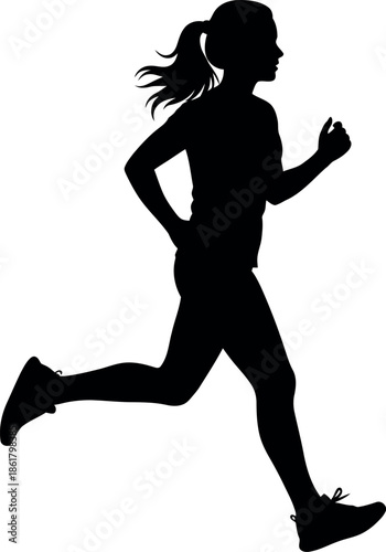 Silhouette of a female runner in motion