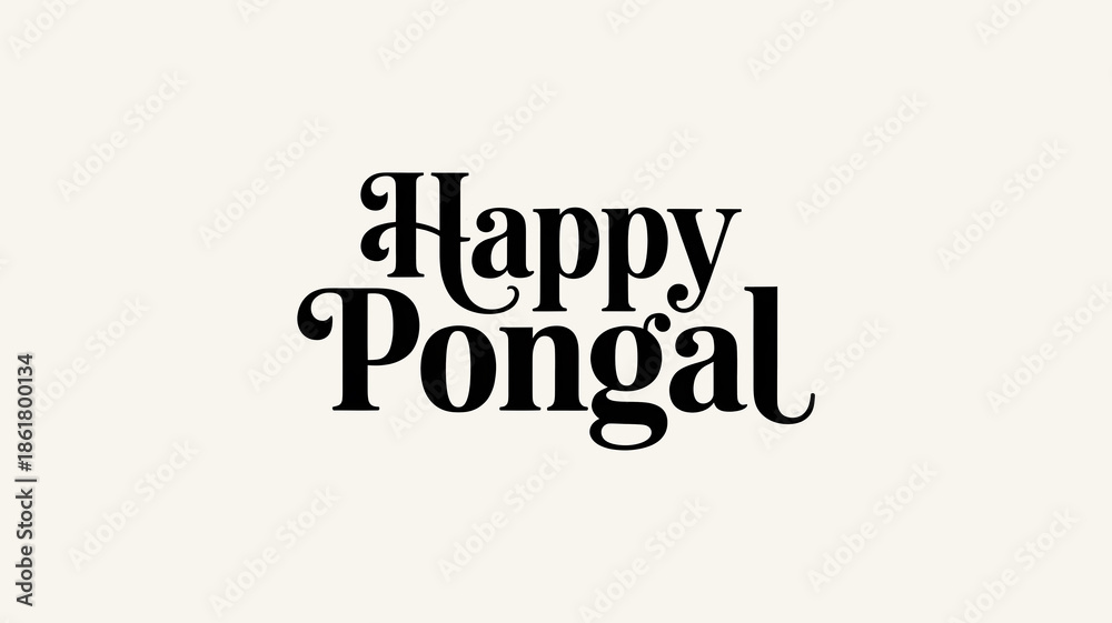 Fototapeta premium Happy Pongal: South Indian Harvest Festival Calligraphy & Typography Design 