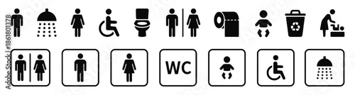 Public restroom signs and bathroom symbols
