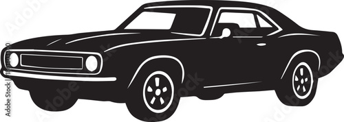 Classic Muscle Car Silhouette Black and White Illustration
Vintage American Muscle Car Side View Monochrome Graphic