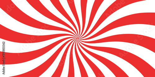 Red and white ray burst background design with spiral pattern for summer beach theme abstract energy illustration vector art hypnotic swirl radial backdrop