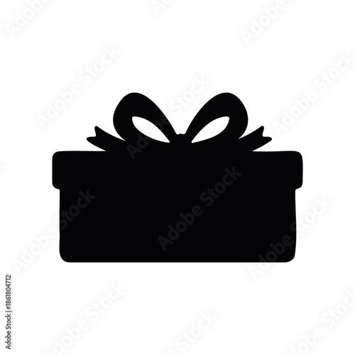 Present with a bow silhouette vector flat illustration design.