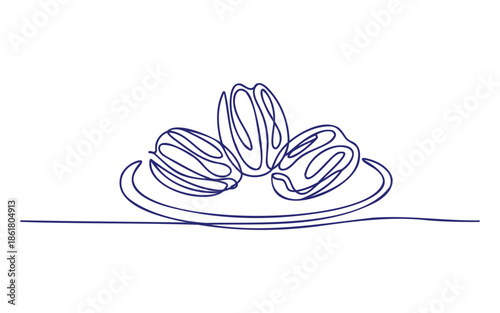 Simple line drawing of bagels on plate