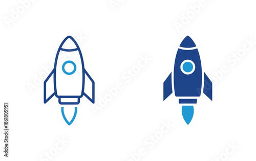 Rocket ship white and blue spaceship space
