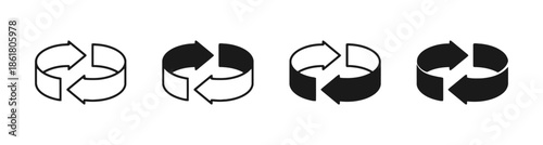 Rotation Cycle Arrow Circulation Renewal Process Repeat Spin Abstract Motion Flow Refresh Sync Turnaround Infinity Recycling Circle Indicator Sign Vector Graphic Design