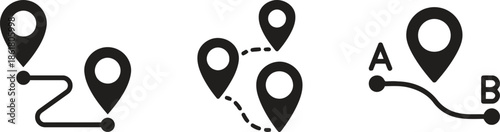 Route location map pointer destination navigation direction travel pin