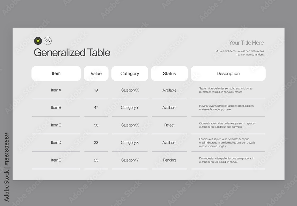 Table Chart Infographic Template in Modern Minimal Style Stock Template ...