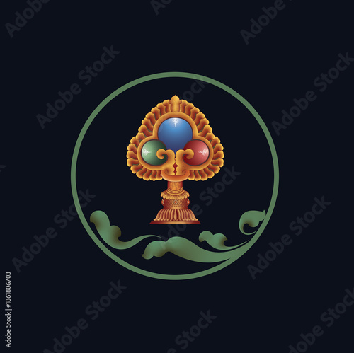 Tibetan Auspicious  Seven Symbols Tibetan Illustration design Rinchen Nadhun