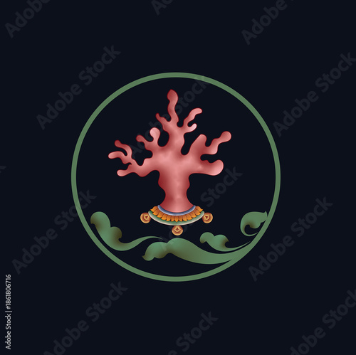 Tibetan Auspicious  Seven Symbols Tibetan Illustration design Rinchen Nadhun