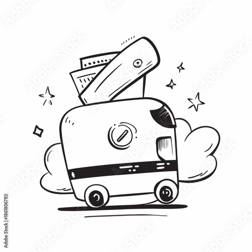 Whimsical suitcase with starry background