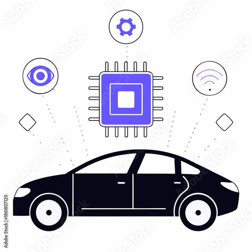 Modern car with integrated technology