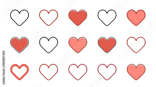 Minimal Heart Icon Vector Set for UI and Web Design