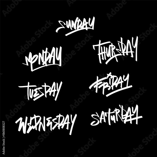 thank you card, Day is graffiti tagging lettering style, calendar tagging, calendar graffiti