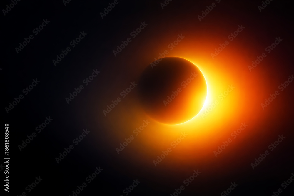 Naklejka premium A stunning solar eclipse with the moon passing in front of the sun creating a bright ring of light